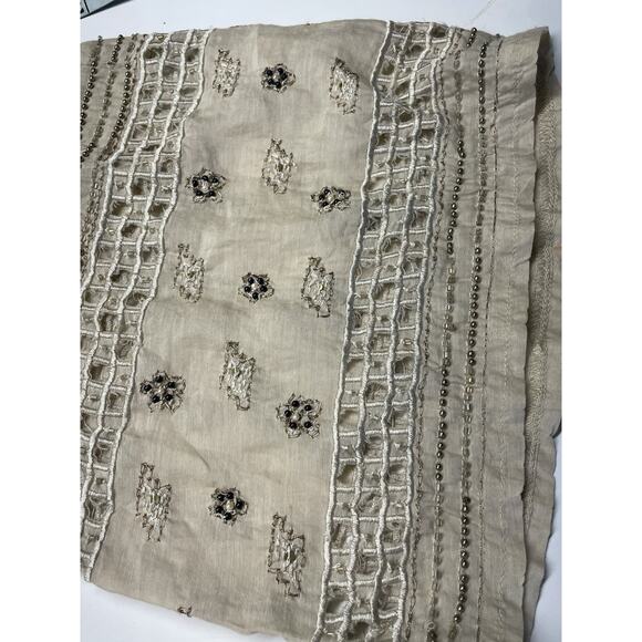 Women's Free People Split Back Linen Blend Beige Top Shirt Blouse Size Medium - Picture 9 of 11